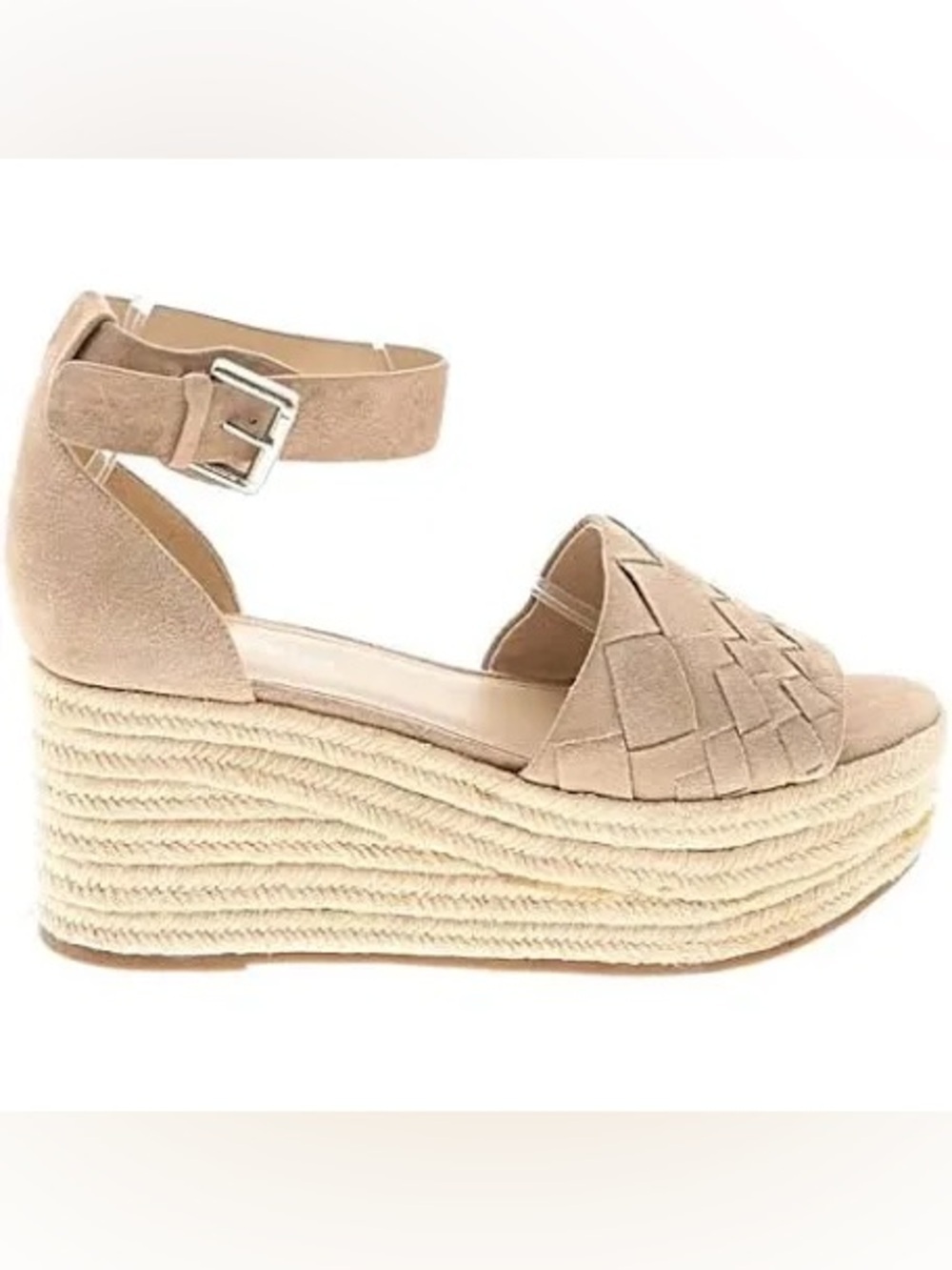 Marc Fisher Marc Varin tan suede platform espadrille wedge size 7.5